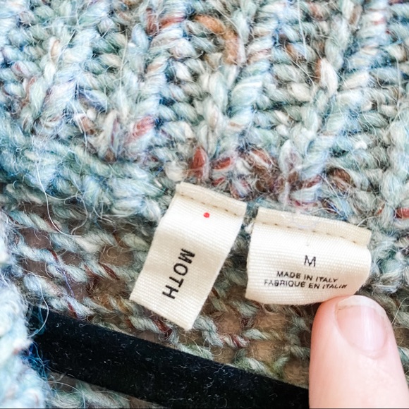 Moth by Anthropologie Funnel Pullover Knit Sweater in Blue and Green - Picture 3 of 8